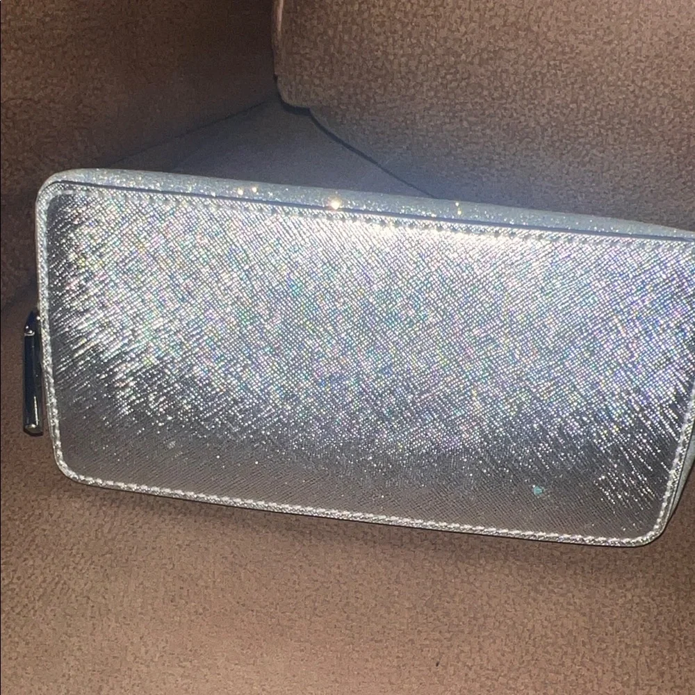 kate spade Silver Glitter Dome Cosmetic Case